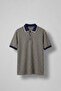 Men's Regular Fit Striped Polo Collar Knitted T-Shirt Navy Blue