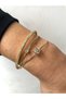 Women's Gold Color Elegant Triple Steel Bracelet - 7