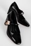 Quiny Women's Single Strap Gold Buckle Detailed Patent Leather Heeled Shoes 4363 - 2