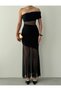 Transparent Detail Black Dress - 4