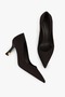 Women's Gilda Brown Satin Gold Plated Detailed Stiletto - 5