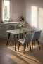 Modern Grey Dining Room Set 4 Fabric Chairs Stone Pattern Table Black Metal Legs 130x80cm Kit - 2