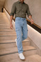 Men's High Waist Loose Leg B.Blue Cargo Baggy Pants - 2