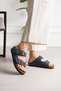 Unisex Orthopedic Sole Slippers with Double Strap Buckle, Daily Comfortable Home & Outdoor Slippers - Navy Blue - 3