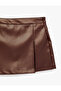 Mini Faux Leather Skirt with Slit Detail - 5
