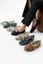 Marvena Women's Brown and White Cross-Strapped Lace Detailed Transparent Textured Ballerinas - 6