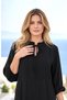 Black and Collar-Tie Knee-Length Dress - 4