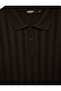 Regular Fit Short Sleeve Textured Buttoned Polo Collar Knitwear T-Shirt - 5