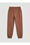 Brown Elastic Waist Girls Jogger Sweatpants
