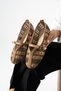 Marvena Women's Brown Cross-Strapped Lace Detailed Transparent Textured Ballerinas