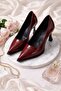 Mela Burgundy Patent Leather Pointed Toe Stiletto 6.5 cm - 3