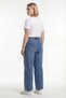 Women's Navy Blue Seasonal Elastic Waist Lace-Up Stoned Pipe Leg Denim Trousers - 4