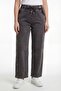 Women's Black Seasonal Elastic Waist Lace-Up Stoned Pipe Leg Denim Trousers - 3