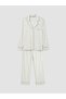 M&B Collection Ekru Shirt Collar Floral Women's Pajama Set - 6