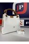 Women's Embossed Patterned Magnetic Snap Closure Hand and Shoulder Bag Mh4031Mh