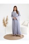 luxury Grey abaya, with matching color scarf - 2
