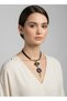 Black Leather Cord with Gold Detail Geometric Necklace – Modern Design Women's Choker for Evening Dresses & Casual Chic Necklace - 4