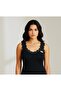 Women's Black Lycra Lace Tank Top - 2