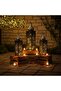 Set of 3 Black Metal Islamic LED Lanterns with Crescent Moon – Ramadan & Eid Decor Lights