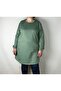 Women's Mint Green Long Sleeve Ankle Elasticated Crew Neck Tunic with Slits and Double Pockets