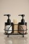 Set of 2 Amber Glass Soap Dispensers with Metal Stands 220ml - Dishwashing Liquid Dispenser and Liquid Soap Dispenser - 220Hdgcmtl - 2