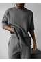 Men's Half Oversize Knitwear Shorts T-Shirt Set Striped Knitted Crew Neck Summer Top and Bottom Set - 4