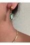 Steel Green Zircon Stone Earrings - 2