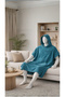 Petrol Blue Hooded Towel Poncho Unisex – Sea & Beach Poncho with Pockets - 3
