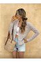 Baklava Pattern V-Neck Buttoned 100% Cotton Women's Knitwear Cardigan - 5