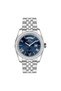 Roman Numeral Men's Wristwatch |   41mm, Steel Band, Navy Blue Dial, Day Date Design - 7
