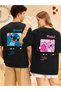 Unisex Stitch and Angel Back Printed Lover Couple Combination Design Oversize T-Shirt Set of 2