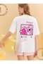 Unisex Stitch and Angel Back Printed Lover Couple Combination Design Oversize T-Shirt Set of 2 - 2
