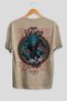 Fenrir Back Printed Beige Oversize T-Shirt Men's Women's Cotton Crew Neck T-Shirt - 2