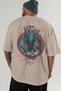 Fenrir Back Printed Beige Oversize T-Shirt Men's Women's Cotton Crew Neck T-Shirt - 5