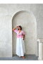 Front Tie Embroidered Voile Blouse - Pink |   D2820 - 2