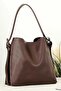 Women's Brown Large Size Belted Hand and Shoulder Bag - 3