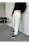 Men's White Pleated Elastic Waist Baggy Premium Fabric Trousers - 2