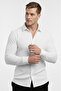 White Slim Fit Knitted Fabric Lycra Men's Shirt – Breathable, Flexible, and Modern Design 2602604 - 4