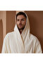 روب حمام عصري بغطاء رأس - لون أبيض كريمي - مقاس 4/5XL - 5