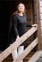 Women's Plus Size Embossed Tulle Floral Bead Detail Bottom Leather Look Flexible Viscose Long Sleeve Tunic - 9