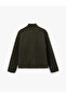 Stand Collar Long Sleeve Zippered Cashmere Jacket - 4