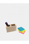 Wooden Desktop Organizer Double Slot Pen Holder Gray - 4