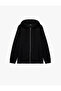 Long Sleeve Zippered Pocket Detailed Fleece-Lined Hooded Oversized Sports Sweatshirt - 3