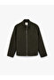 Stand Collar Long Sleeve Zippered Cashmere Jacket - 3
