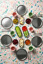 14-Piece 6-Person Traditional Metal Breakfast and Presentation Set Round and Kayak Plate Set - 4