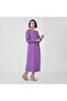 Purple Cotton Poplin Wrap-Style Midi Dress - 5