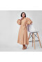Brown Cotton Poplin Full-Length Dress - 2