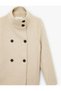 Long Sleeve Buttoned Pocketed Stand Collar Cashmere Coat - 6