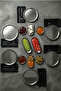 14-Piece 6-Person Traditional Metal Breakfast and Presentation Set Round and Kayak Plate Set - 3