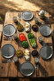 14-Piece 6-Person Traditional Metal Breakfast and Presentation Set Round and Kayak Plate Set - 5